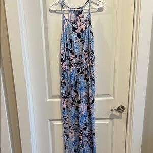 Lily Pulitzer Small Tank Romper with pockets pink and blue